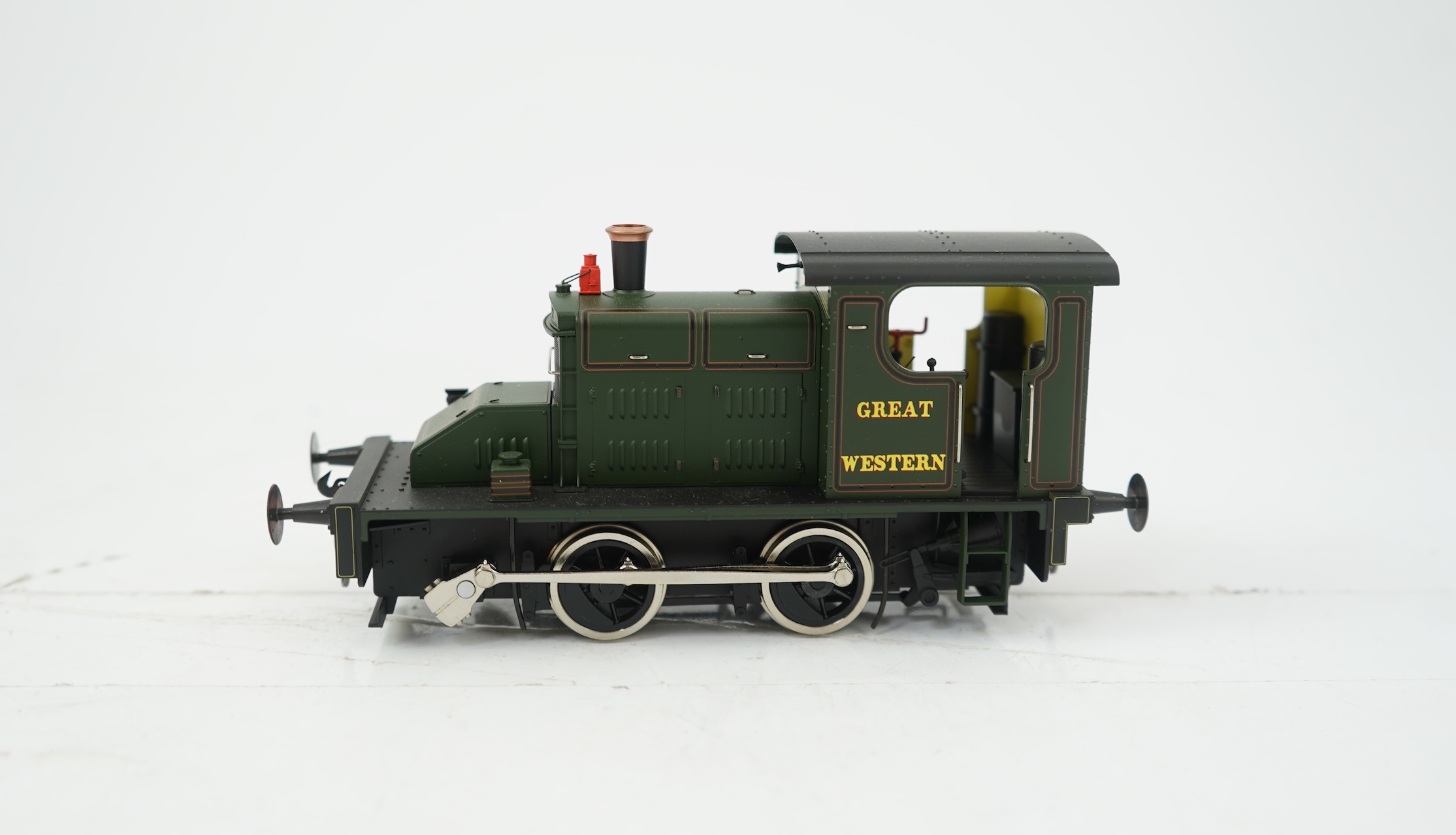 A boxed 0 Gauge Ixion (IOD-GWR) model of GWR No.1, Fowler 0-4-0 diesel mechanical locomotive, powered for two rail operation, with detailing elements.